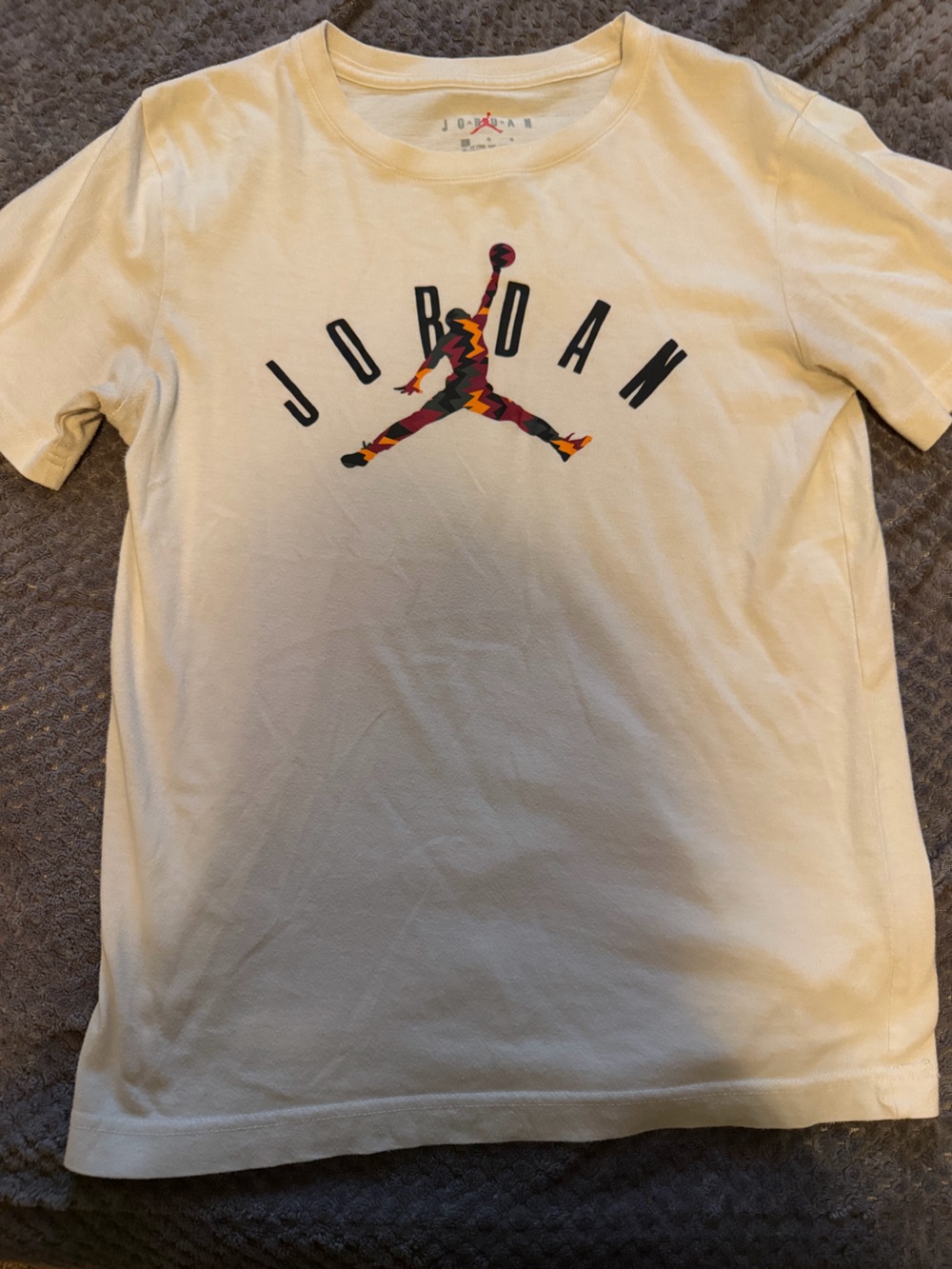 Jordan Cream Tee with Red Jumpman Logo